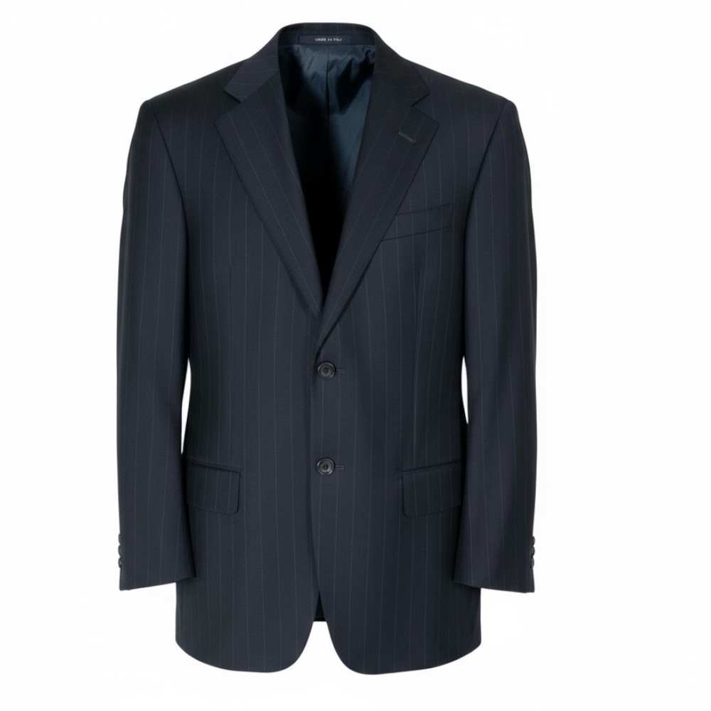 🕴️ Armani Collezioni 36R Pinstripe Power Blazer 💣 Saks Fifth Ave | Black Wool